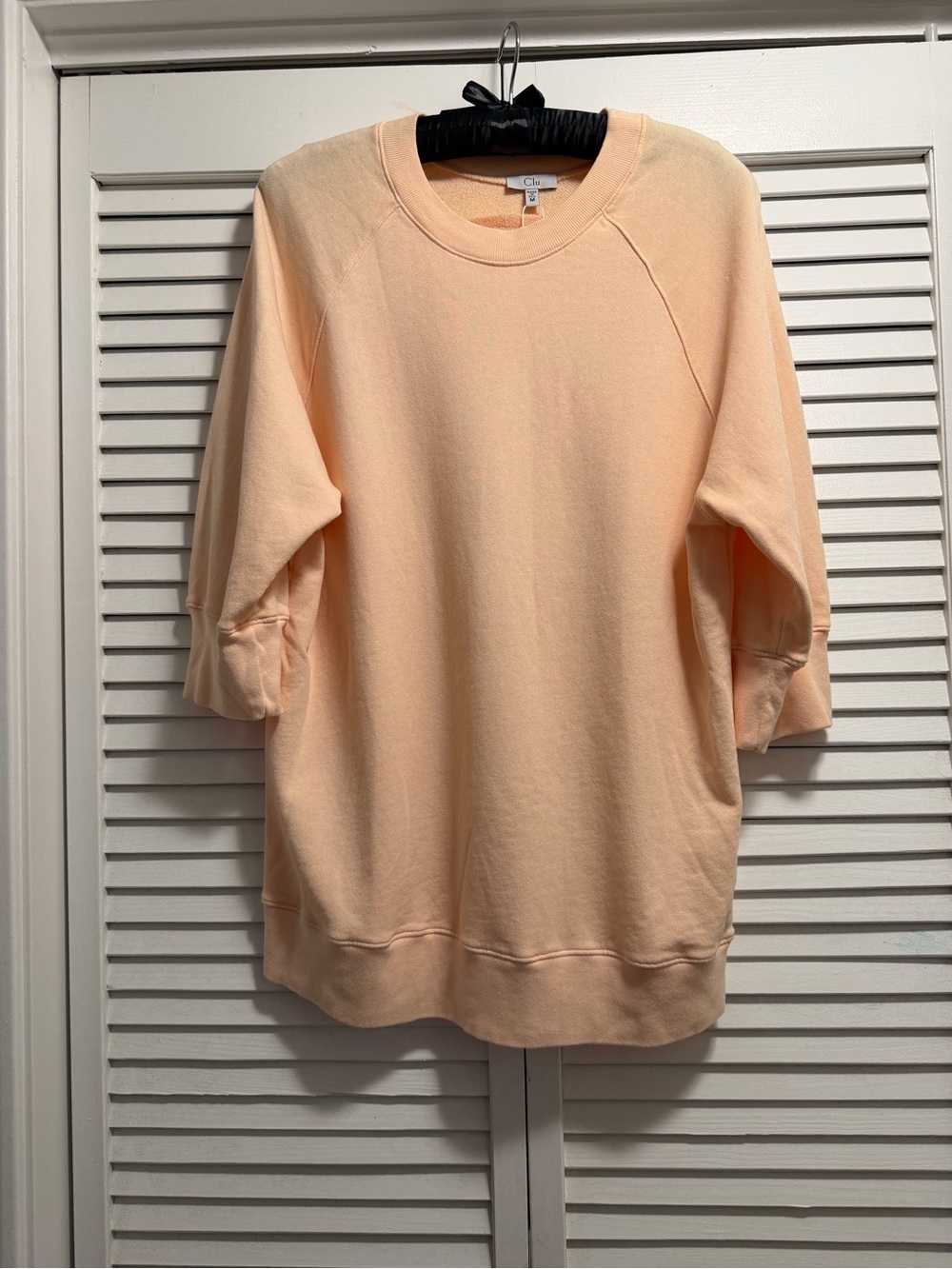 CLU 100% Cotton Sweatshirt Raglan 3/4 Sleeve Oversized Pullover M